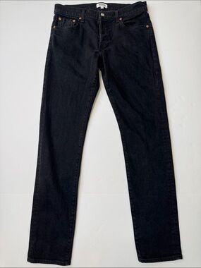 BUCK MASON Selvedge Slim Fit Black Jeans Button Fly Classic Stretch Men's 33
